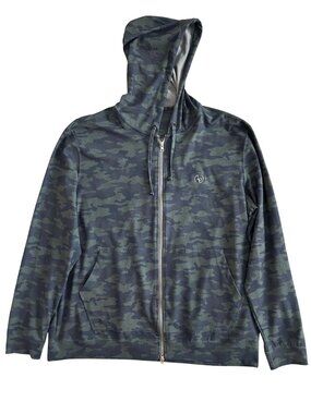Johnnie-O Men's Sz XL Camo Ranch Jersey Full-Zip Hoodie Green Lightweight
